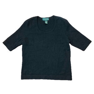 Lauren Ralph Lauren 100% Cashmere Short Sleeve Sweater Size:M Women Black
